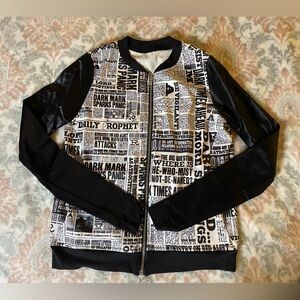 Blackmilk Harry Potter Daily Phrophet Newsprint Bomber Jacket